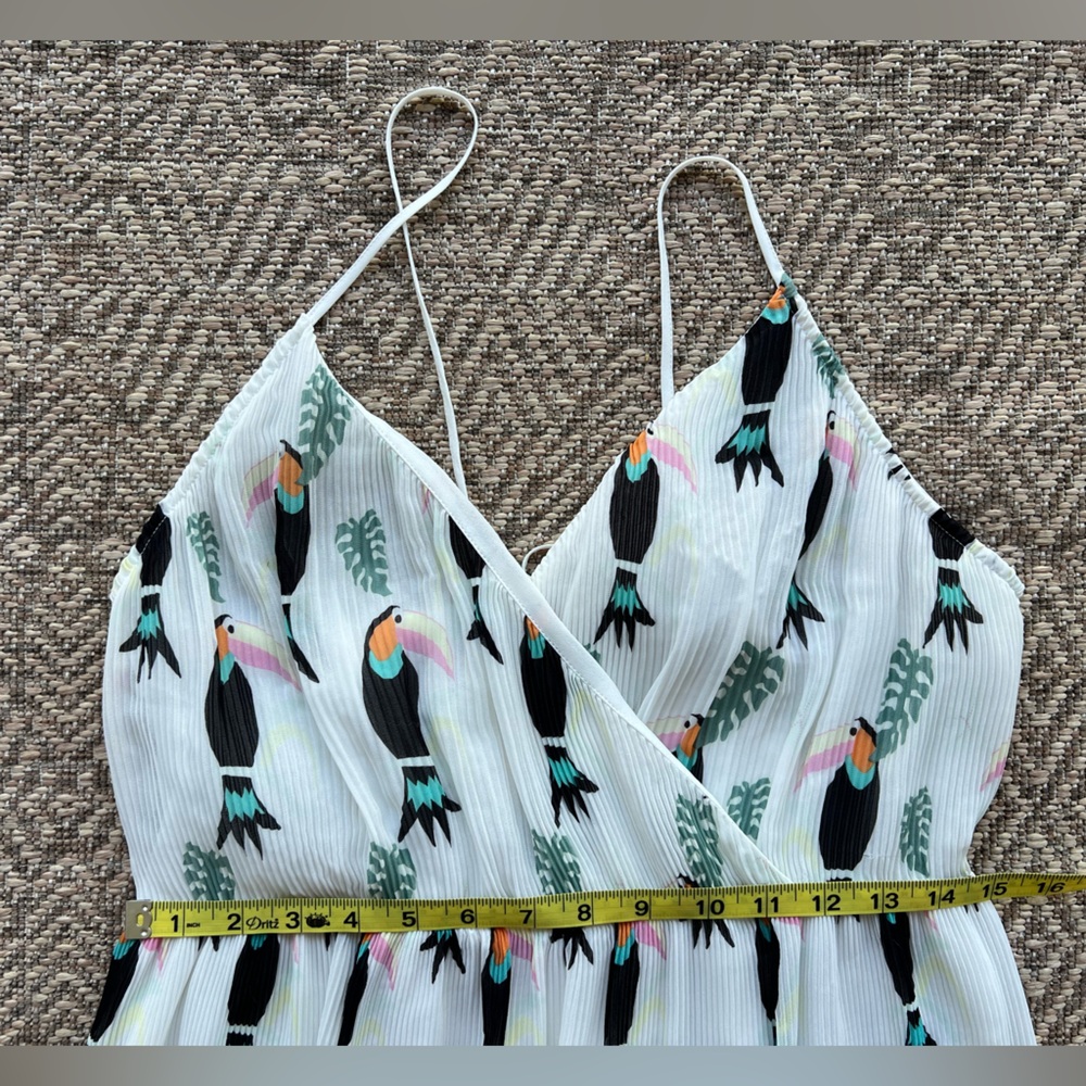 & Other Stories White Toucan Tropical Frill Tiered Maxi Dress Womens‎ - Picture 8 of 11